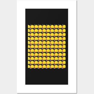 Yellow Trippy Glitched Retro Dot Pattern Posters and Art